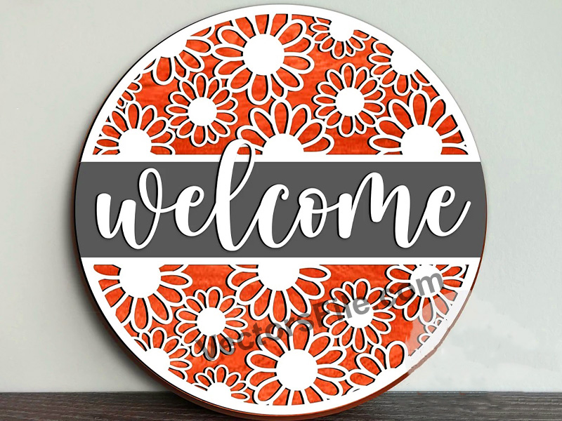 Laser Cut Round Welcome Sign for Wall Art Decoration