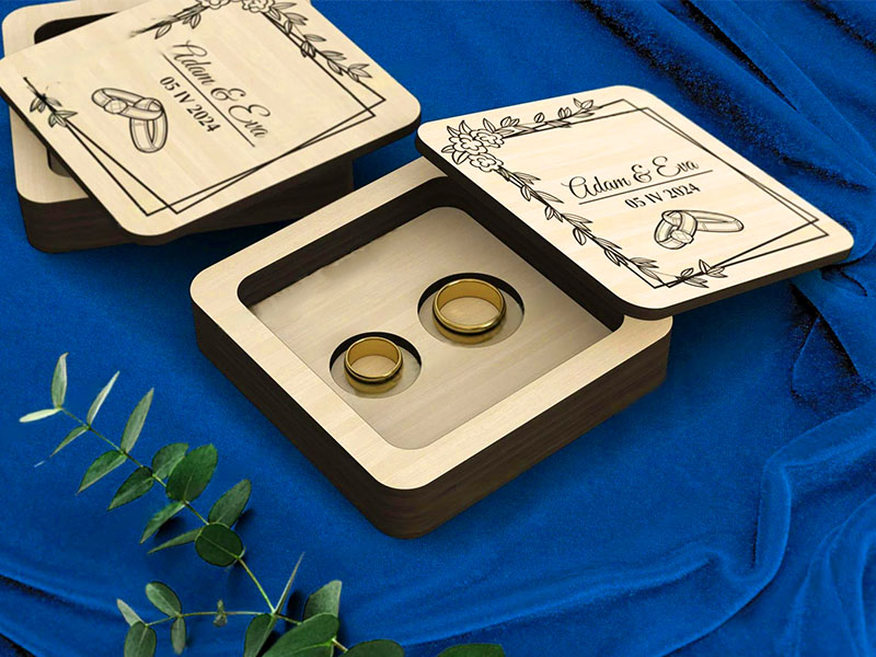 Laser Cut Square Ring Box Wedding Gift Box Template