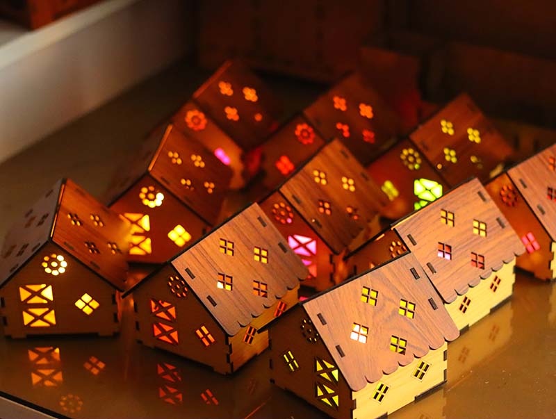 Laser Cut Tea Light Holder LED Lamp Design Christmas Tealight House