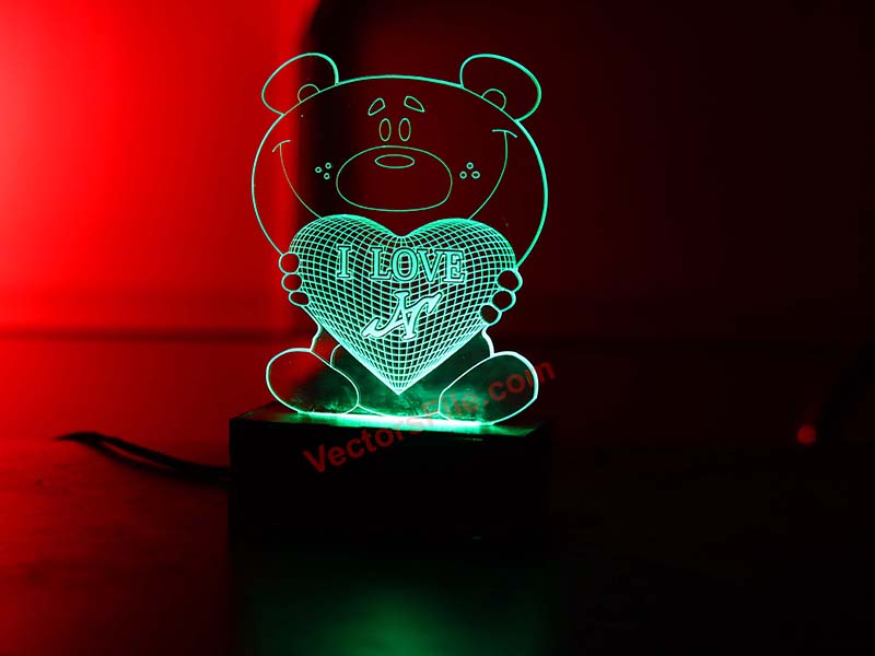 Laser Cut Teddy Bear Personalized 3D Illusion LED Lamp