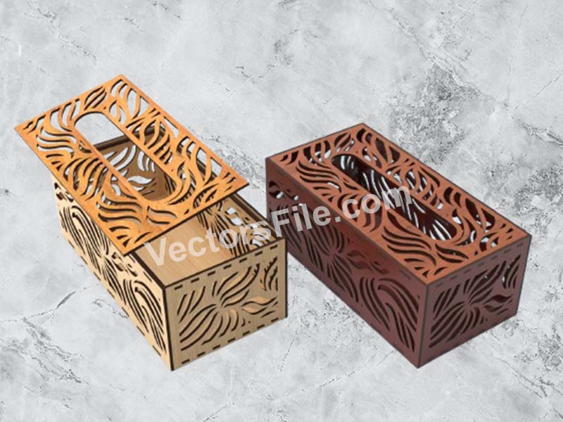 Laser Cut Tissue Box Wooden Napkin Holder Floral Pattern