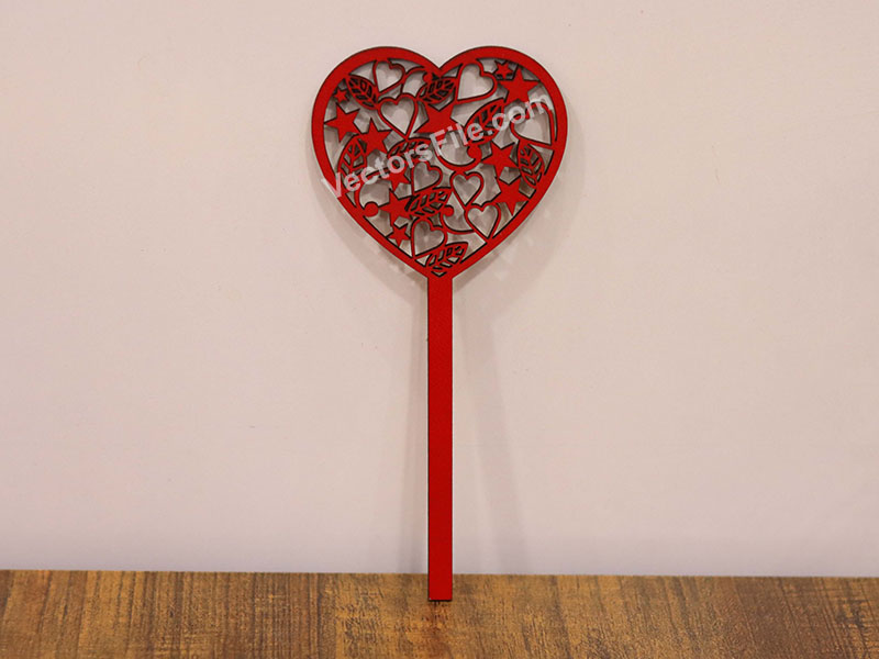 Laser Cut Valentine’s Day Heart Shape Cake Topper Design