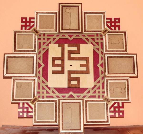 Laser Cut Wall Clock Photo Frame for 12 Photos CDR File
