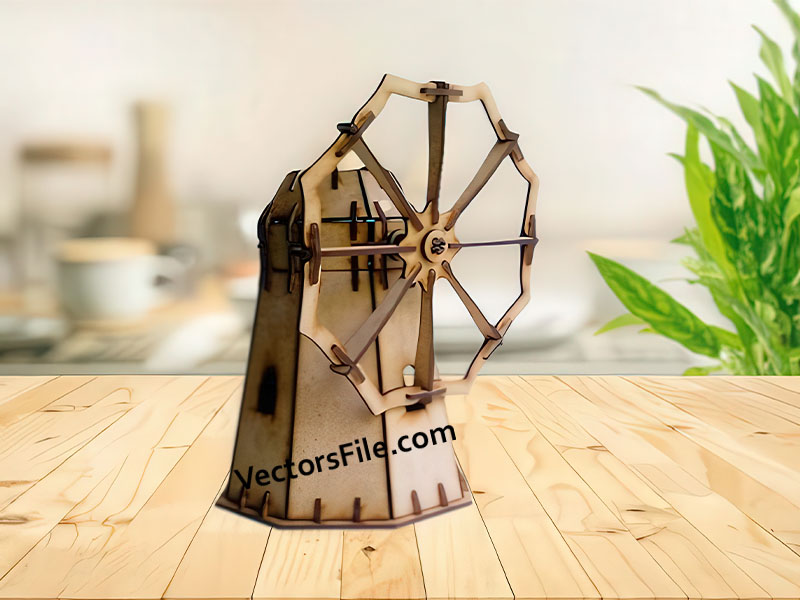 Laser Cut Windmill Plant 3D Wooden Puzzle Model Kit