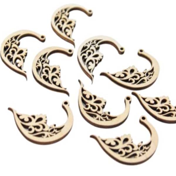 Laser Cut Wooden C Shape Wooden Earring Design Wood Jewelry Template Vector File