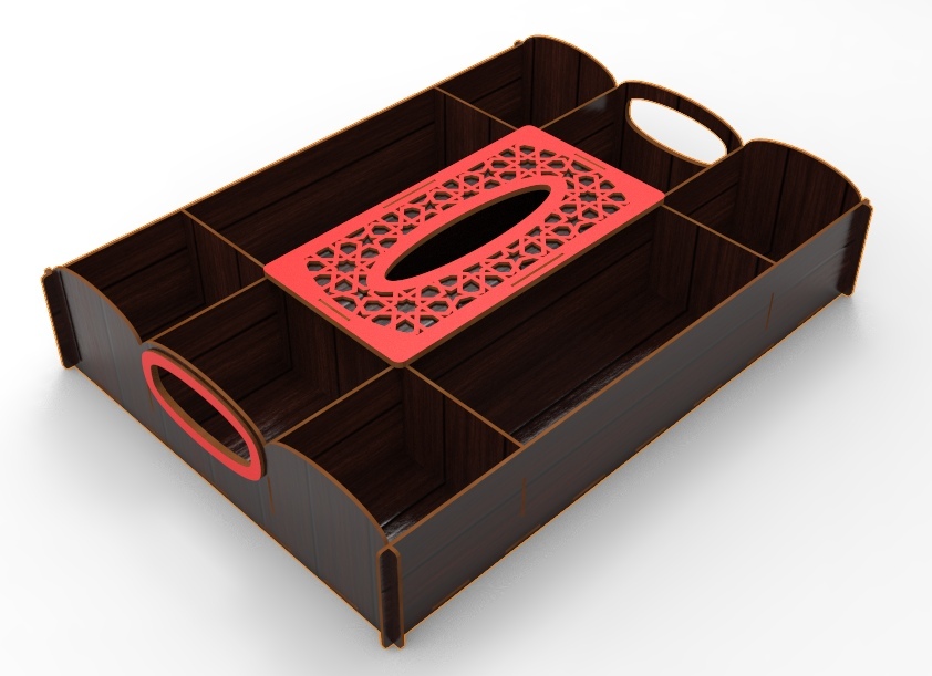 Laser Cut Wooden Candy Dried Fruit Tray With Napkin Box Sealed Nuts Plate Snack Dish Storage Box Free DXF Vectors File