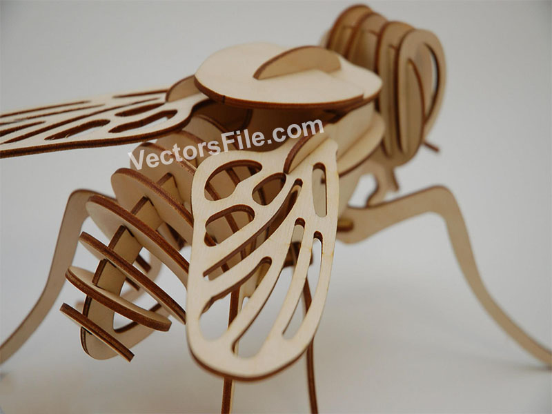 Laser Cut Wooden Fly 3D Puzzle Insect Model Kit