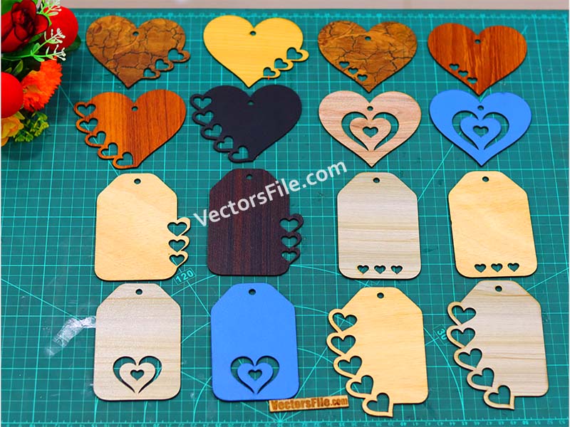 Laser Cut Wooden Gift Box Tags Label Cutout Template