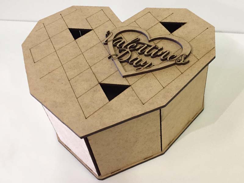 Laser Cut Wooden Heart Box Jewelry and Gift Box Idea