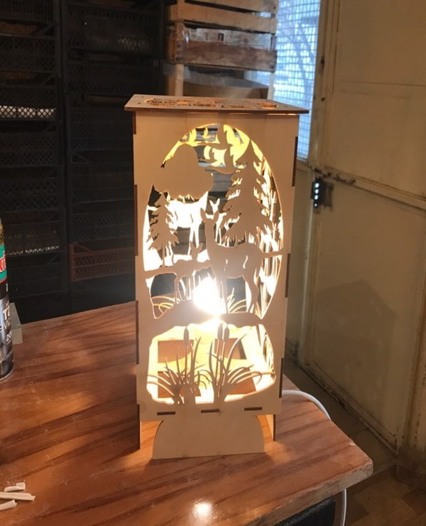 Laser Cut Wooden Lamp Night Light Les Bambi CDR File