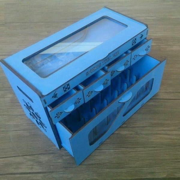Laser Cut Wooden Organizer for Sewing Supplies with Drawer Vector File
