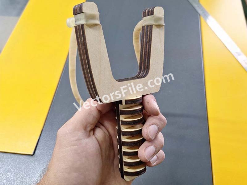 Laser Cut Wooden Slingshot Weapon Vector File