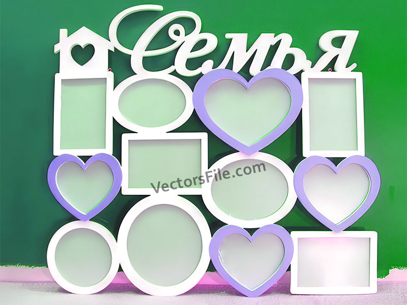 Laser Cut Wooden Wall Decor Family Photo Frame Decor Idea