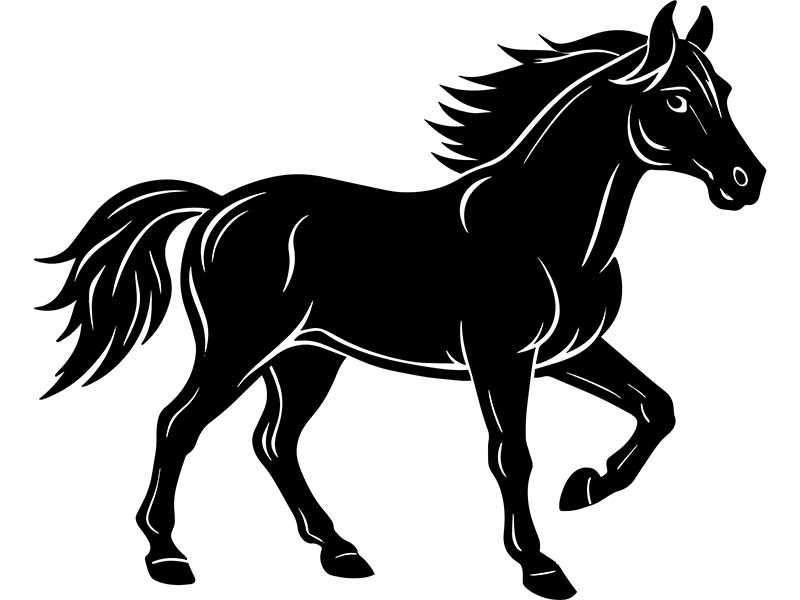 Laser Engraved Horse Silhouette Tempalte Vector File