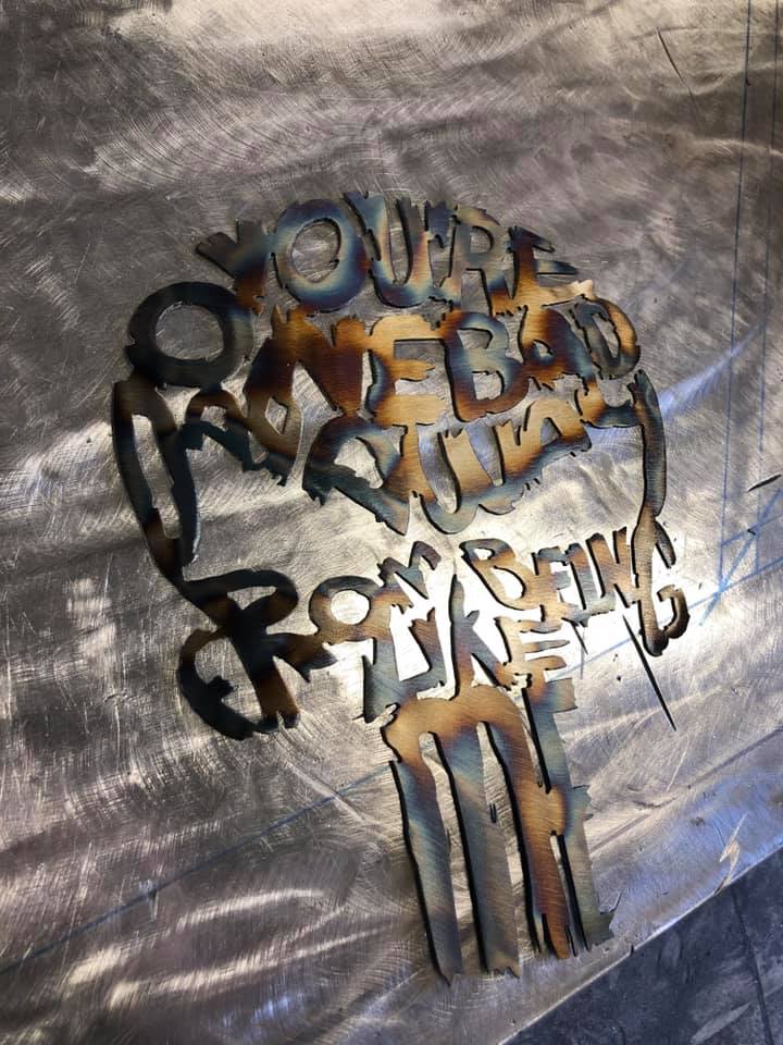 Punisher Skull Text DXF File