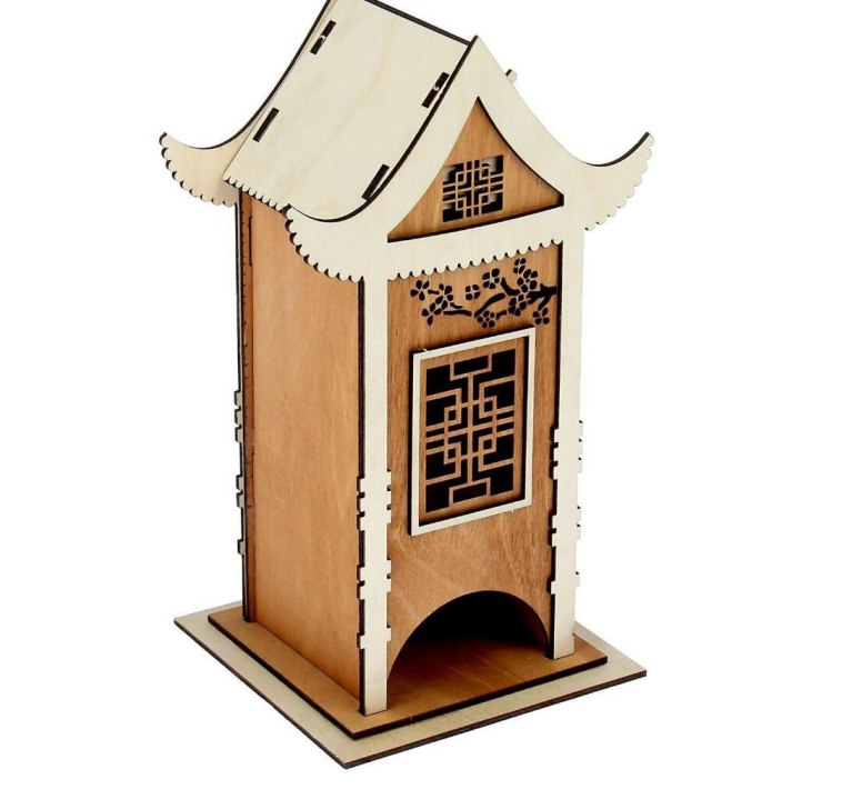 Tea House Tea Holder Box Laser Cut DXF File