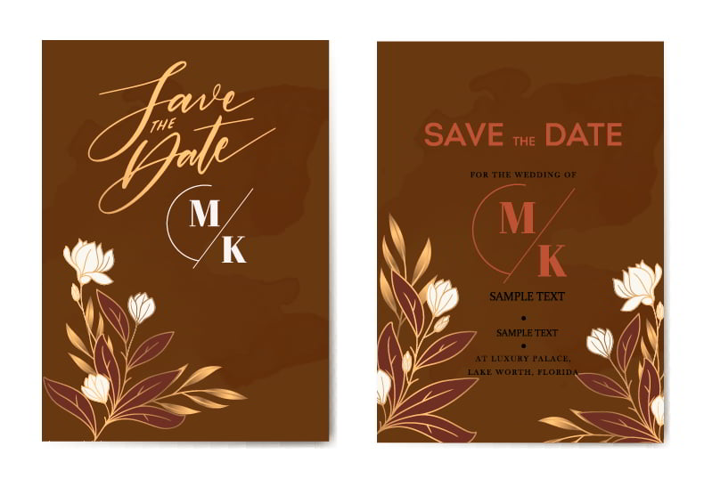 Wedding Card Templates Elegant Botanical Decor Classic Design Free Ai Vector