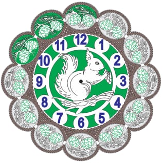 Wooden Decorative Squirrel Wall Clock Laser Cut Vector File