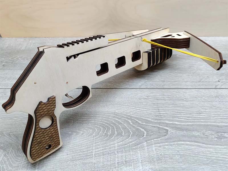 Wooden Rubber Band Gun Crossbow Laser Cut File