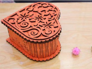 Laser Cut Heart Shape Wooden Gift Box Design