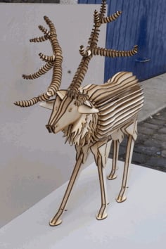 3D Wooden Deer Model CNC Laser Cutting 3D Animal Puzzle CDR and DXF File