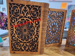Laser Cut Book Gift Box Living Hinge Pattern Design