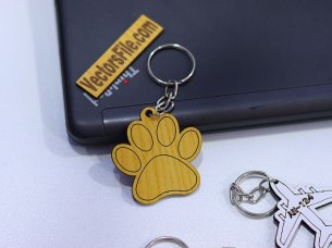 Laser Cut Dog Paw Keyring Design Keychain Template