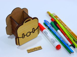 Laser Cut Kids School Bag Pattern Pen and Pencil Holder Template