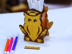 Laser Cut Owl 3D Pen and Pencil Holder Template