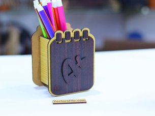 Laser Cut Wooden Pen Holder Desktop Pencil Holder for Kids
