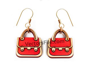 Laser Cut Kids School Bag Wood Earring Design
