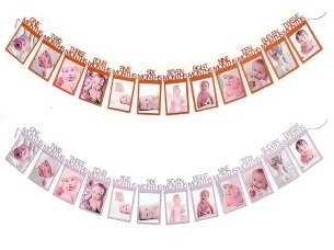 Laser Cut Photo Frame 12 Months Banner First Happy Birthday Party Decoration Kids