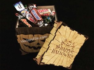 Halloween Chocolate Wooden Laser Cut Gift Box Design
