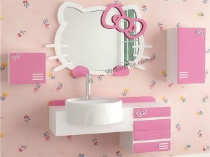 Kitty with Bow Laser Cut Mirror Frame for Kids Room Decor Idea