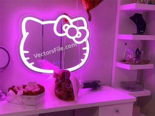 Laser Cut Acrylic Mirror Acrylic Frame Kitty with Bow Template