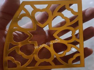 Laser Cut Heart Pattern Grill Design Cutout Golden Acrylic