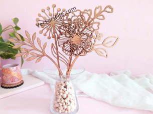 Laser Cut 3D Wooden Flower Design 20 Flowers Bundle
