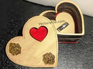 Laser Cut Heart Shaped Ring Gift Box Design