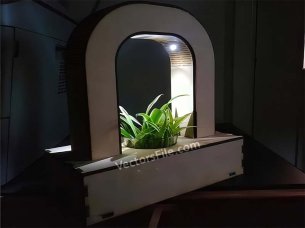 Laser Cut Wooden Plant Holder with Spotlight Design
