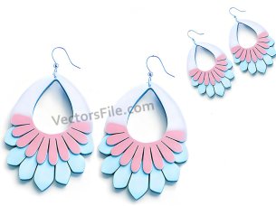Vintage Fan Shaped Laser Cut Wooden Earring Jewelry Template