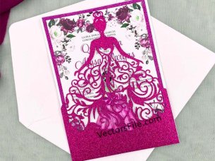 Laser Cut Princess Wedding Invitation Card Design
