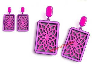 Square Shape Laser Cut Wooden Earring Jewelry Design