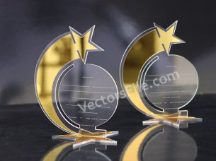 Shining Star Pattern Laser Cut Acrylic Award Trophy Design
