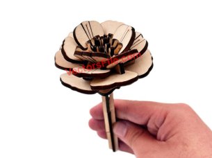 Laser Cut 3D Wooden Rose Flower Design