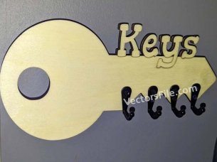 Laser Cut Wooden Wall Mounted Key Holder Template