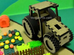 Laser Cut Wooden Tractor 3D Puzzle Model Kit