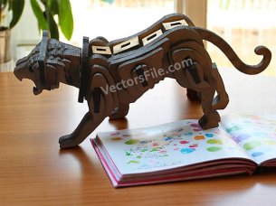 Laser Cut 3D Puzzle Tiger Toy Model Kit Wooden Animal Puzzle