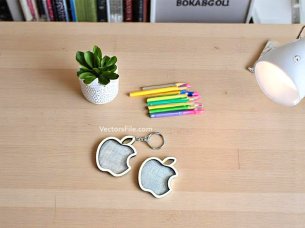 Laser Cut Apple Logo Wooden Keychain Design