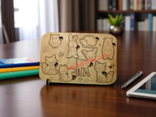 Laser Cut Kids Educational Animal Puzzle Board