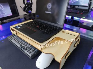 Laser Cut Multifunctional Wooden Laptop Stand with Keyboard and Mouse Tray